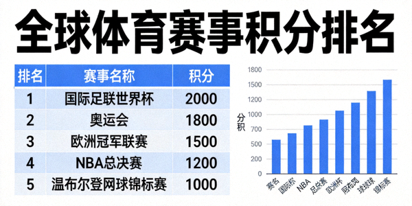 全球体育赛事积分排名数据展示